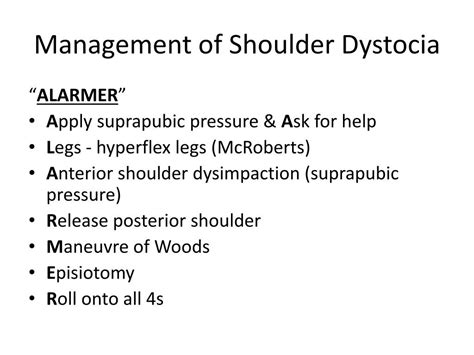 alarm shoulder dystocia|Management of shoulder dystocia .